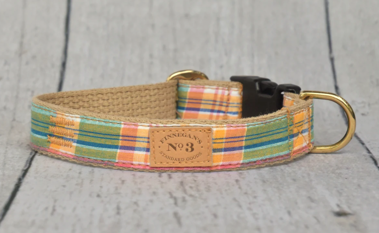 Seersucker Plaid Dog Collar