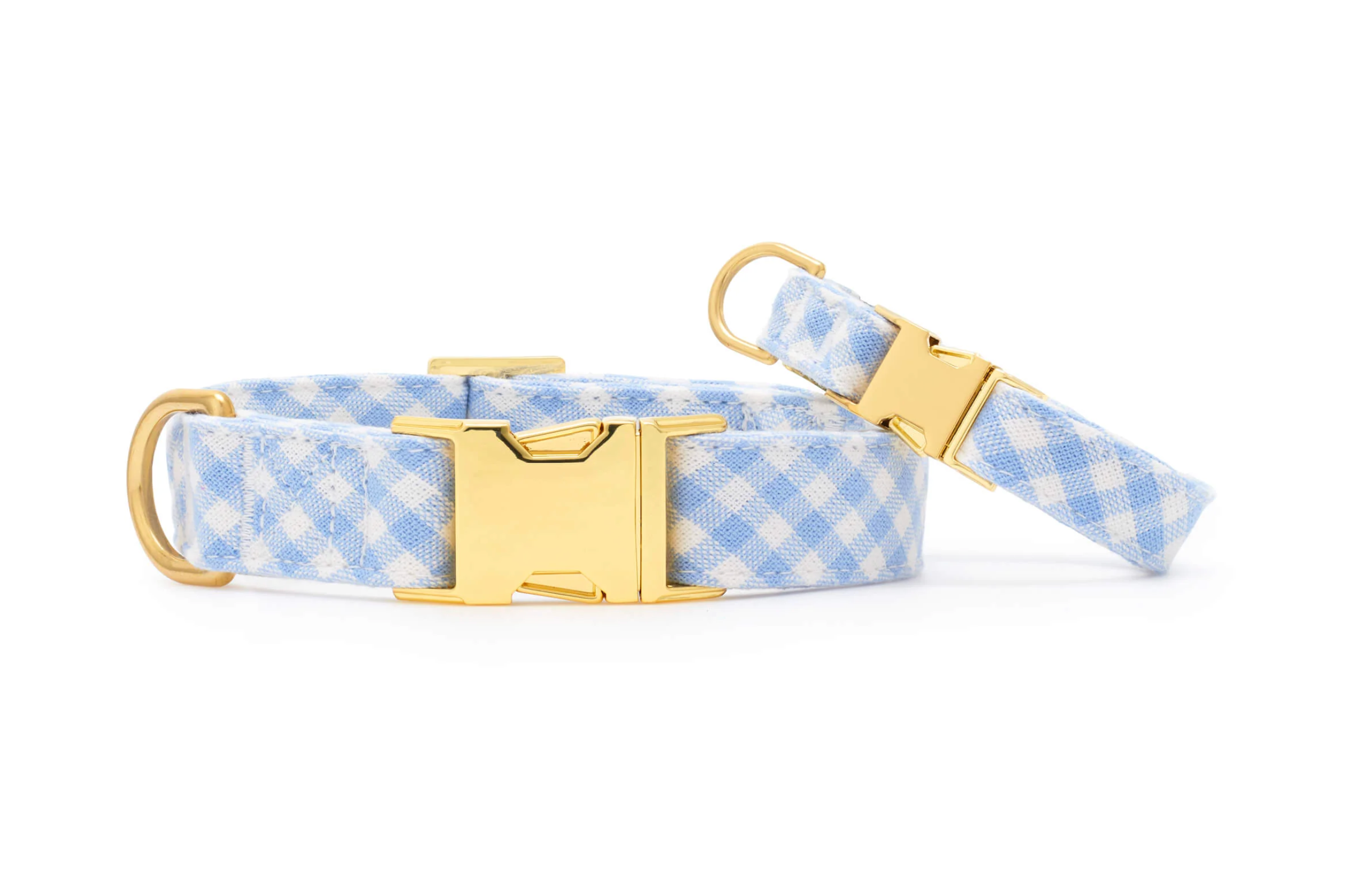 Sky Blue Gingham Dog Collar