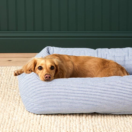 Lake Blue Stripe Bolster Bed